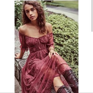 FREE PEOPLE DEAR JANE LACE MIDI DRESS